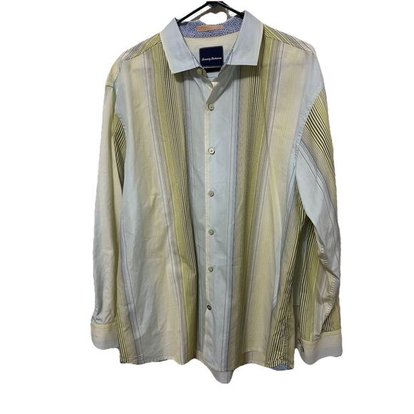 TOMMY BAHAMA Men’s Long-Sleeve Shirt Collared Button-Up Striped Cotton Size XL - Picture 1 of 8